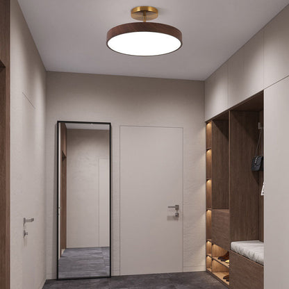Modern Wood Grain Round LED Ceiling Light