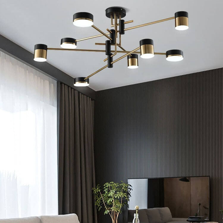 Modern Black Gold Multi-Light Ceiling Fixture