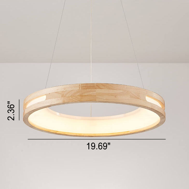 Minimalist Wooden Ring LED Pendant Light