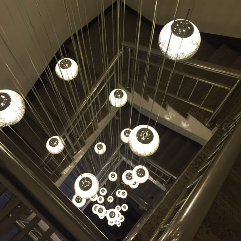 Luxury Multi-Drop Crystal Globe Staircase Chandelier