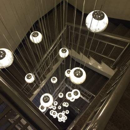 Luxury Multi-Drop Crystal Globe Staircase Chandelier