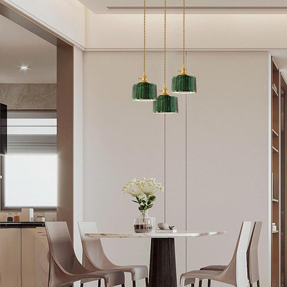 Modern Green Glass Double Pendant Ceiling Light
