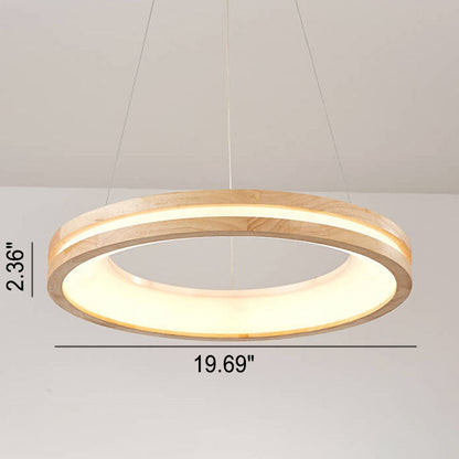 Minimalist Wooden Ring LED Pendant Light