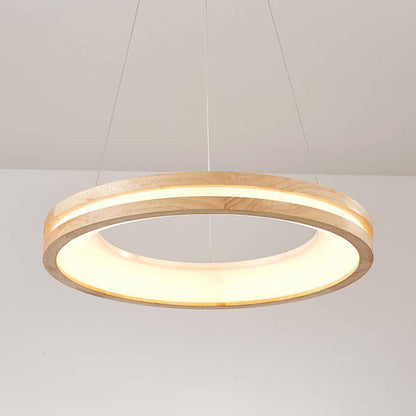 Minimalist Wooden Ring LED Pendant Light