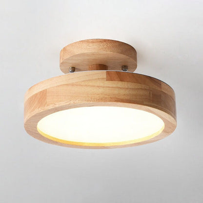 Scandinavian Wood Accent Round Ceiling Light