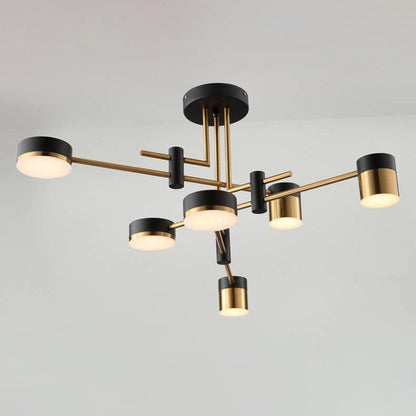 Modern Black Gold Multi-Light Ceiling Fixture