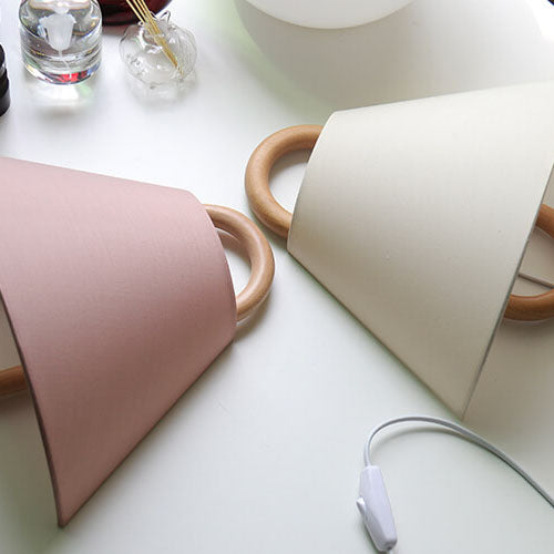 Modern Wooden Fabric Shade Wall Lamp with Plug-In Option
