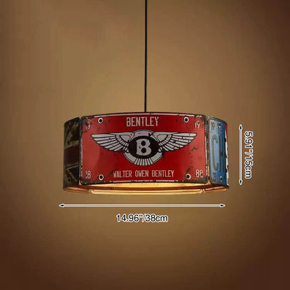 Vintage Industrial License Plate Ceiling Pendant Light