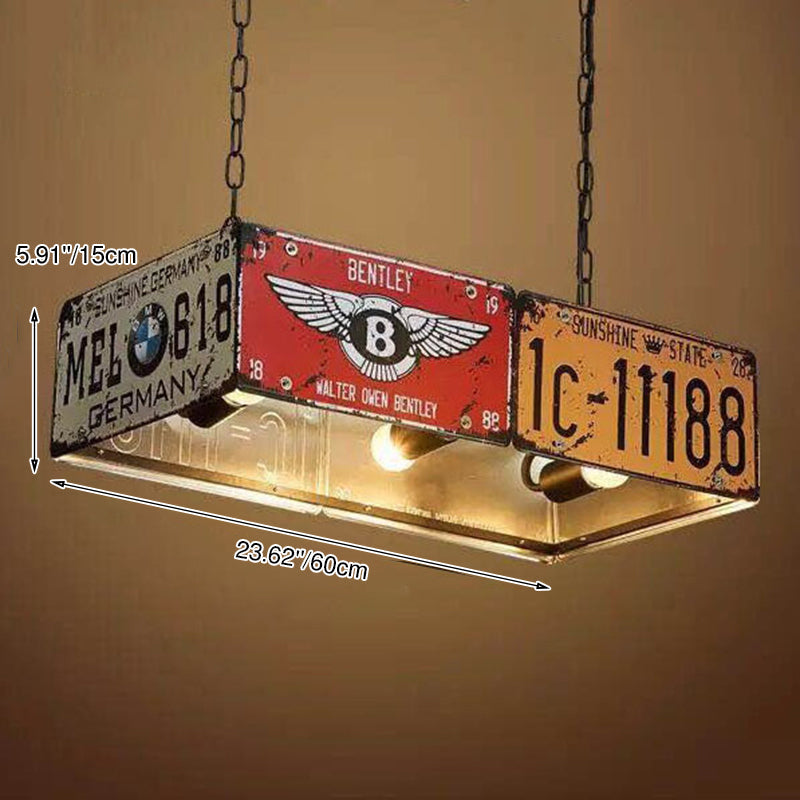 Vintage Industrial License Plate Ceiling Pendant Light