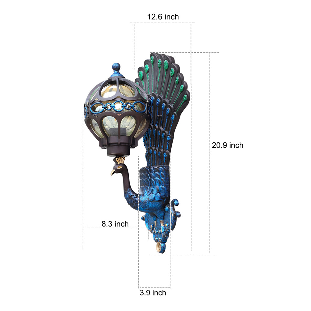 Vintage Peacock Outdoor Wall Light