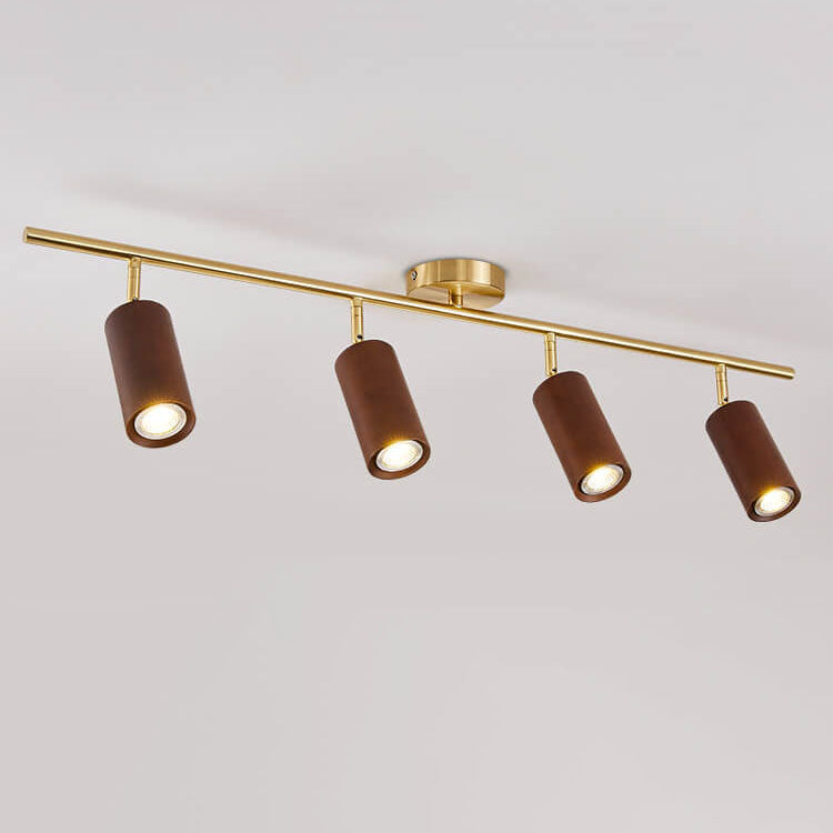 Modern Wood Cylinder Spotlight Ceiling Light