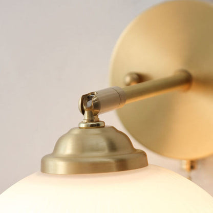 Ribbed Glass Pull Chain Wall Lamp