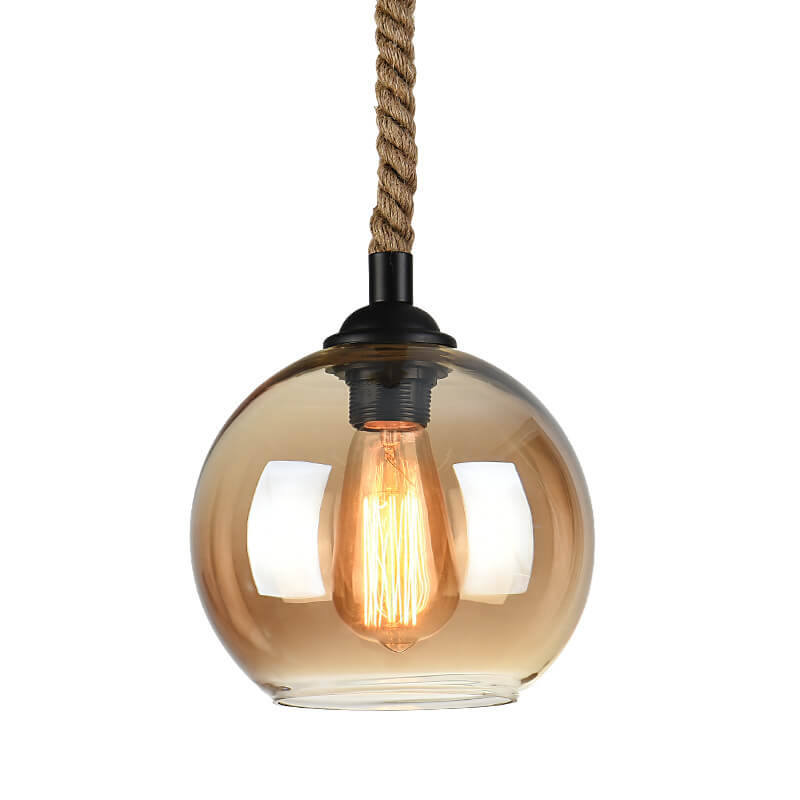 Vintage Rope Glass Globe Pendant Light