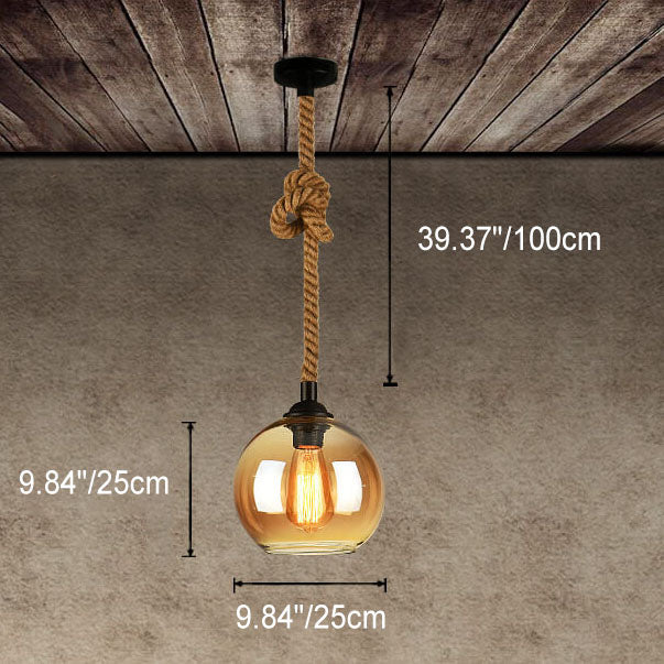 Vintage Rope Glass Globe Pendant Light