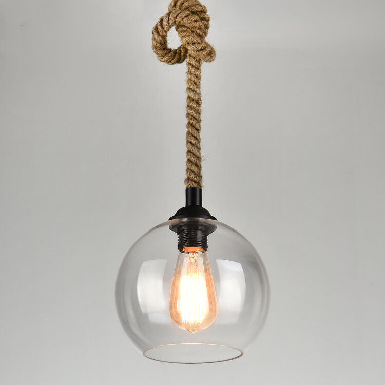 Vintage Rope Glass Globe Pendant Light