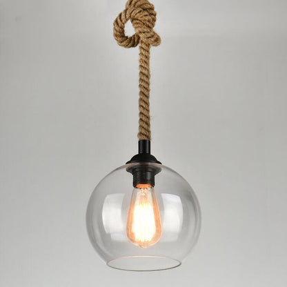 Vintage Rope Glass Globe Pendant Light