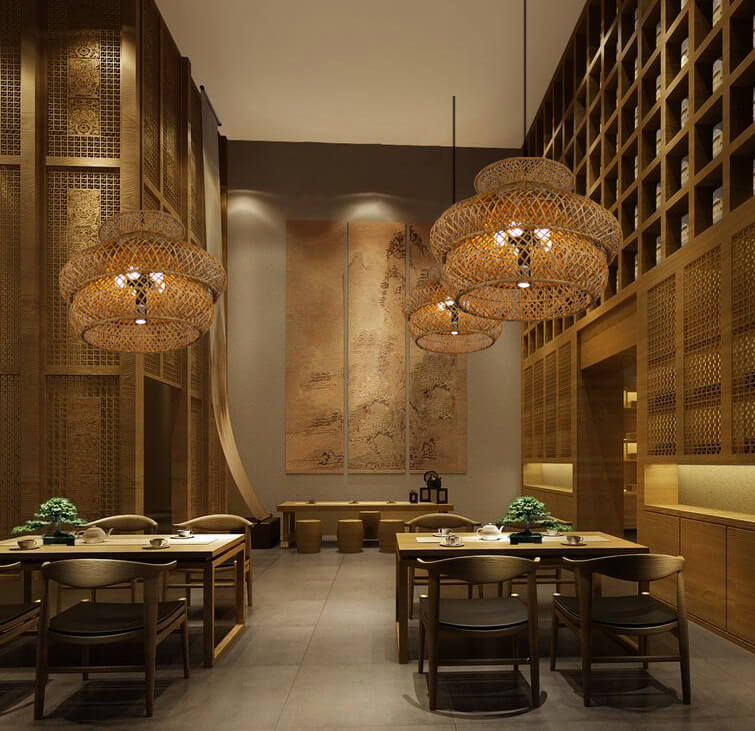Handwoven Rattan Layered Pendant Chandelier