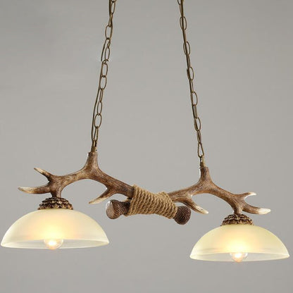 Rustic Antler Double Pendant Ceiling Light