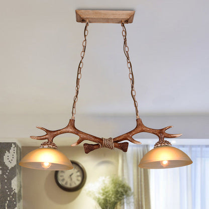 Rustic Antler Double Pendant Ceiling Light