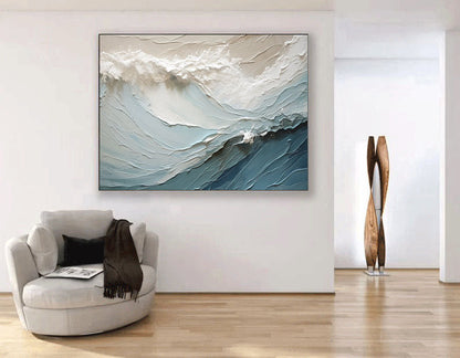 Textured Ocean Wave Canvas Painting