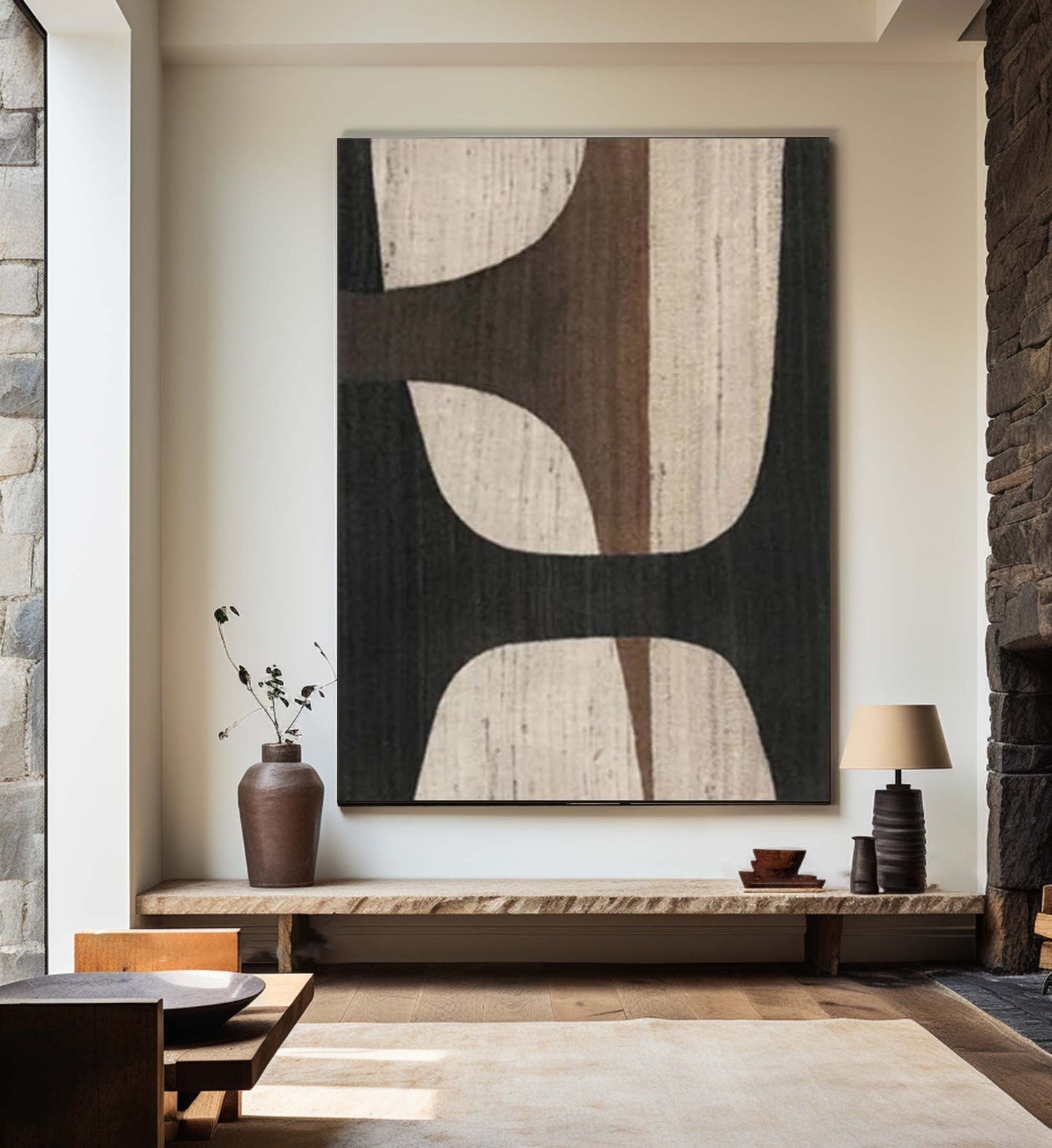 Textured Geometric Canvas Painting
