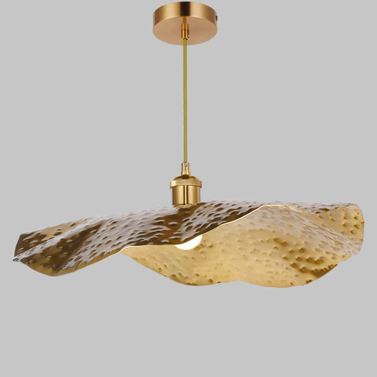Modern Hammered Brass Leaf Pendant Light