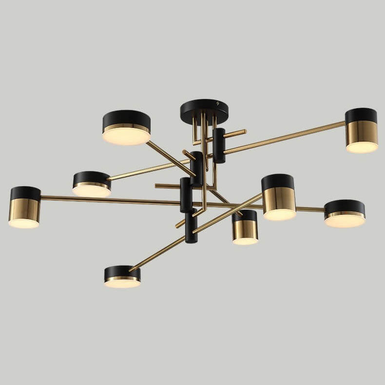 Modern Black Gold Multi-Light Ceiling Fixture