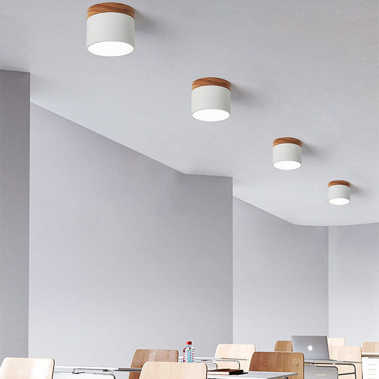Modern Nordic Wood Accent LED Ceiling Light
