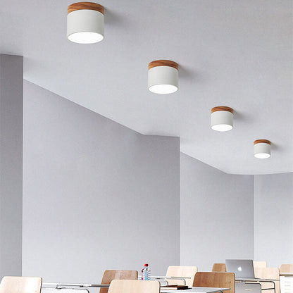 Modern Nordic Wood Accent LED Ceiling Light
