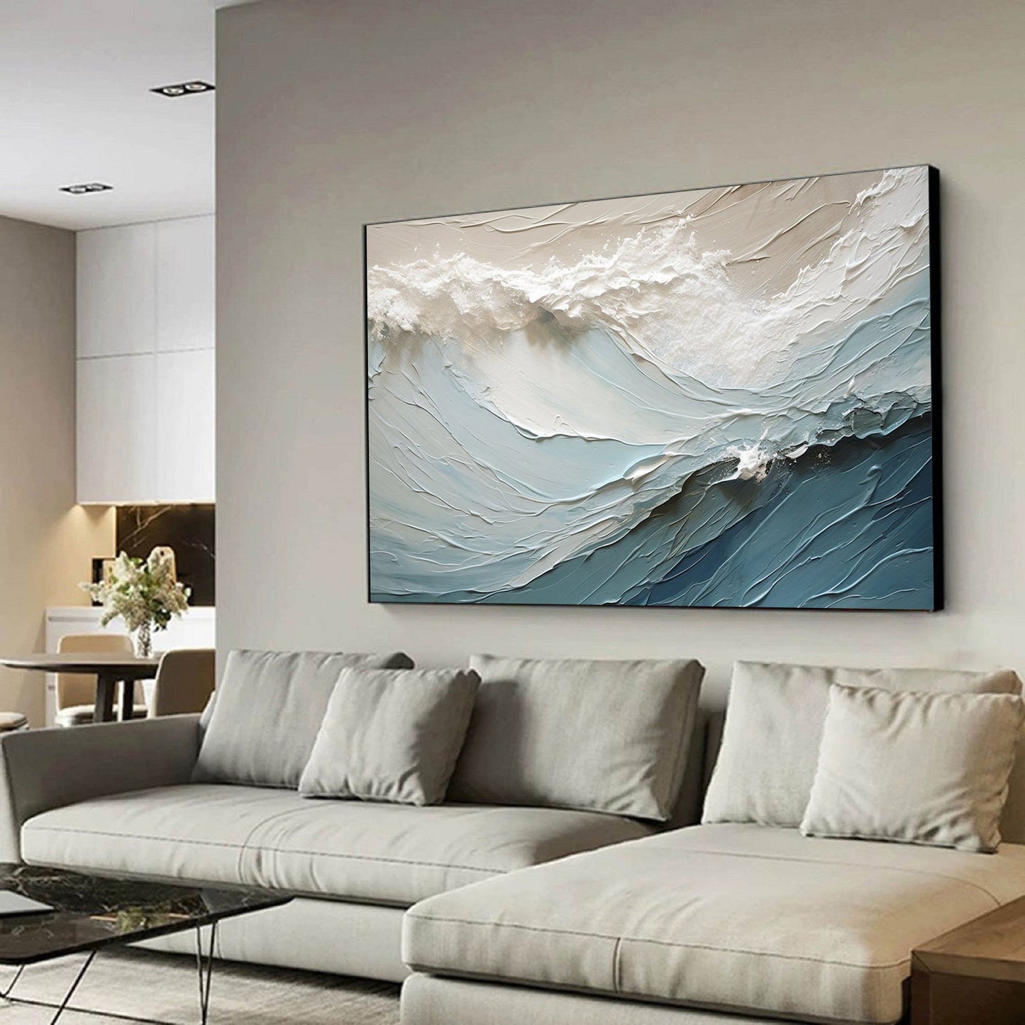 Textured Ocean Wave Canvas Painting