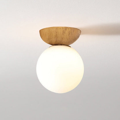 Scandinavian Wood Glass Globe Pendant Light
