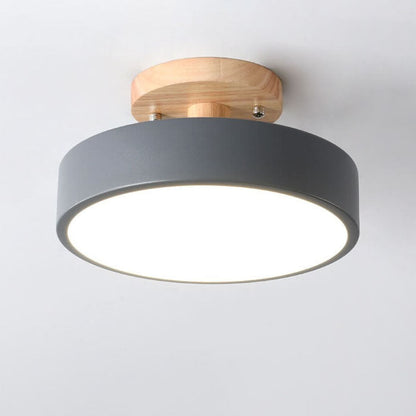 Scandinavian Wood Accent Round Ceiling Light