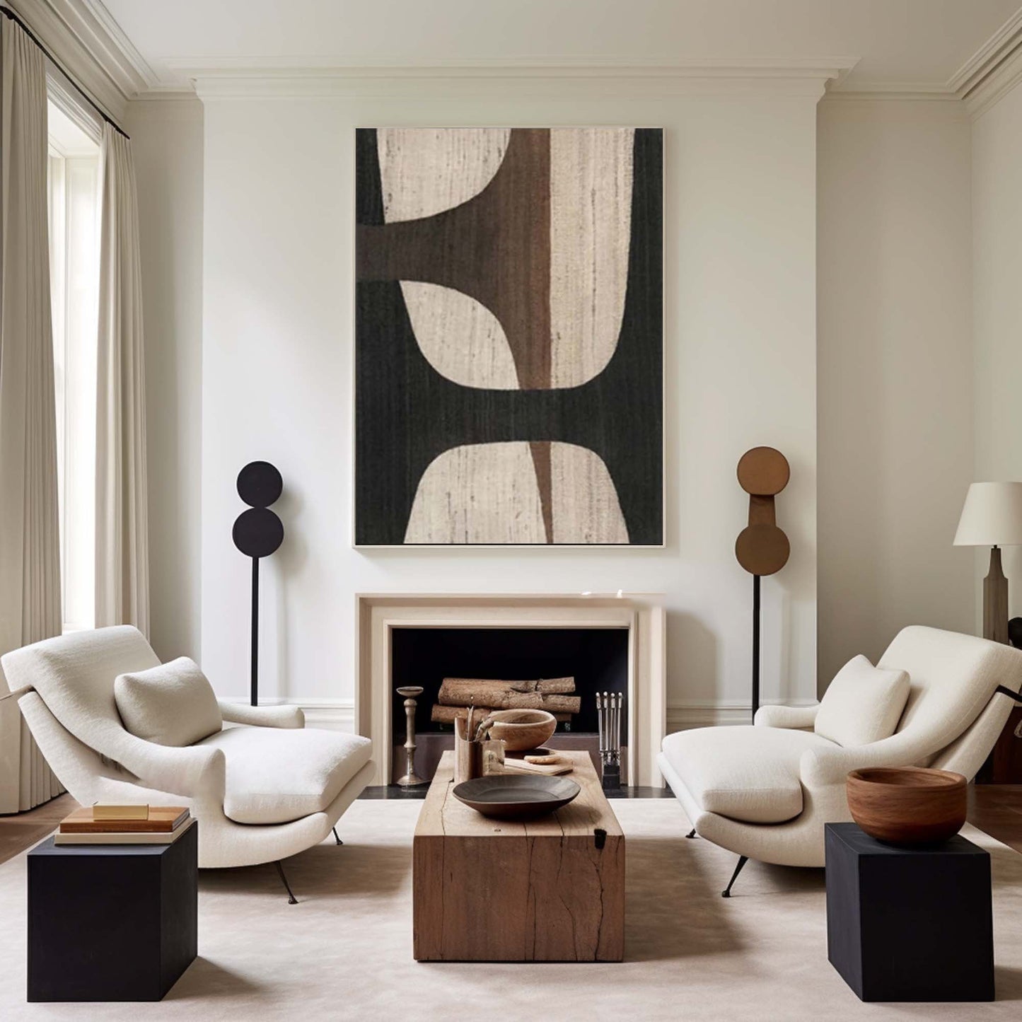 Textured Geometric Canvas Painting