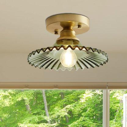 Ribbed Glass Flush Mount Ceiling Light