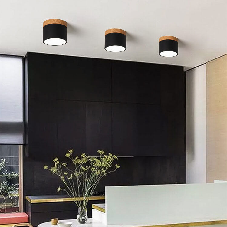 Modern Nordic Wood Accent LED Ceiling Light