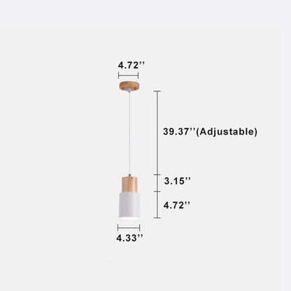 Minimalist Wood Cylinder LED Pendant Light