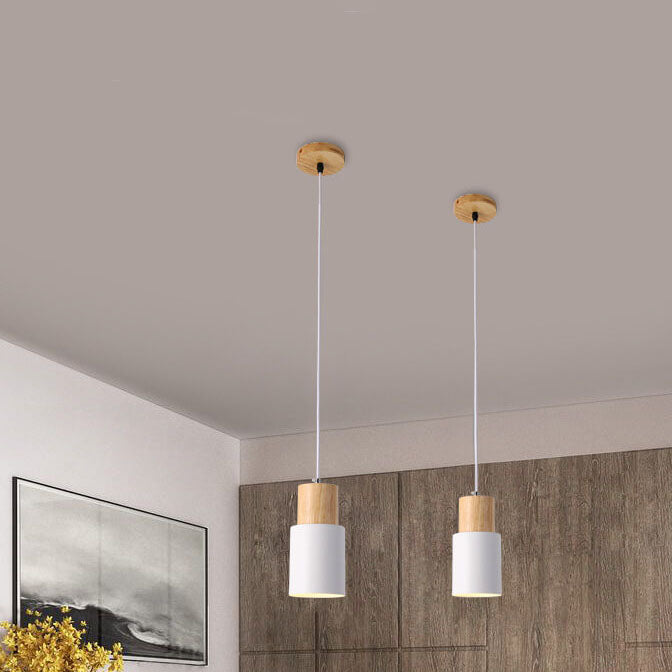 Minimalist Wood Cylinder LED Pendant Light
