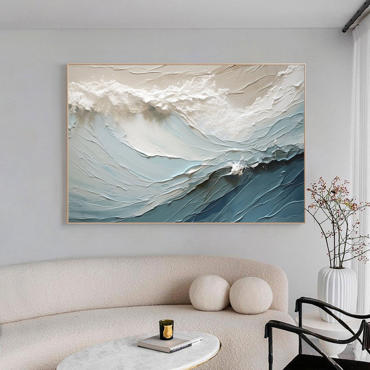Textured Ocean Wave Canvas Painting