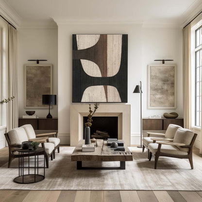 Textured Geometric Canvas Painting