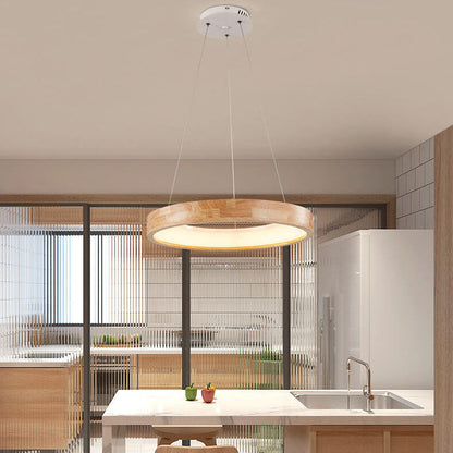 Minimalist Wooden Ring LED Pendant Light