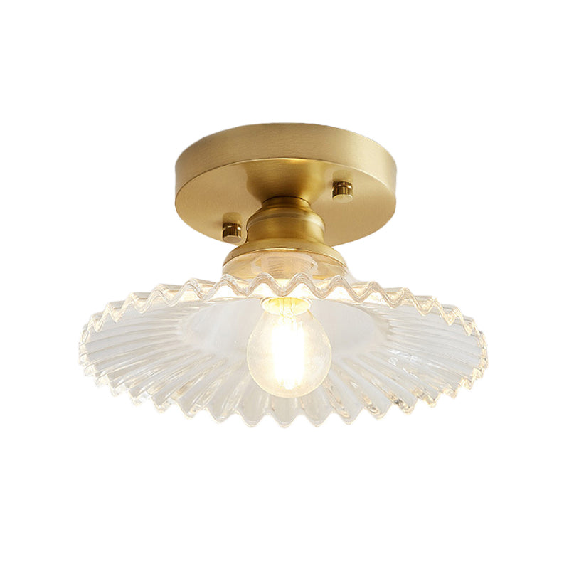 Ribbed Glass Flush Mount Ceiling Light