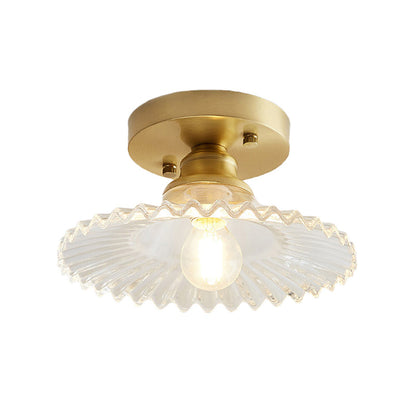 Ribbed Glass Flush Mount Ceiling Light