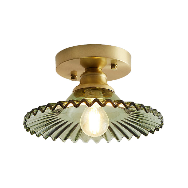 Ribbed Glass Flush Mount Ceiling Light