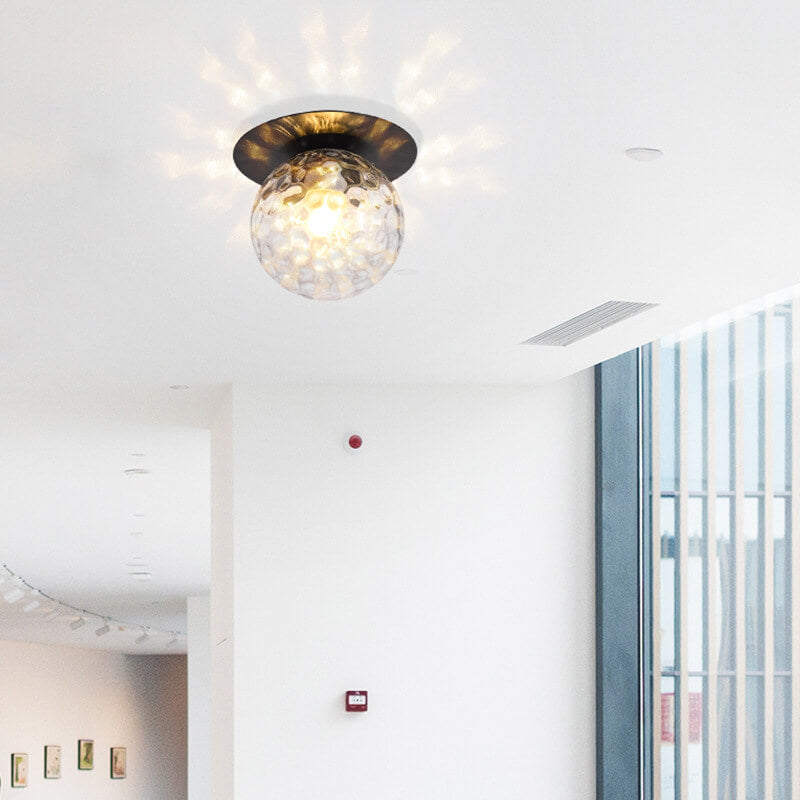 Modern Textured Glass Globe Ceiling Light