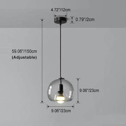 Modern Smoked Glass Globe Pendant Light