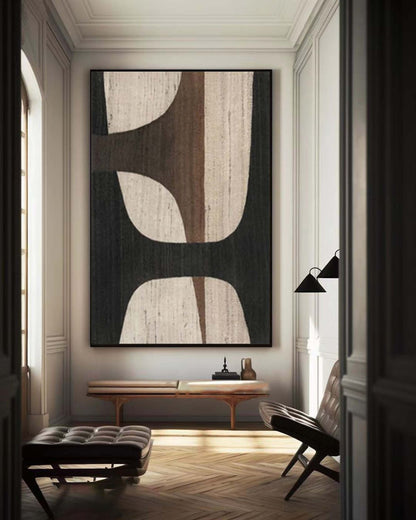 Textured Geometric Canvas Painting