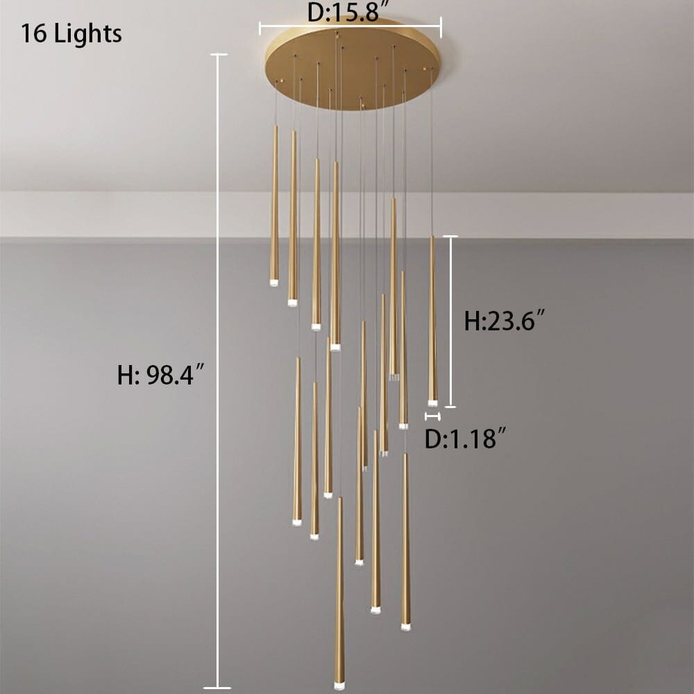 Gold Tube Chandelier