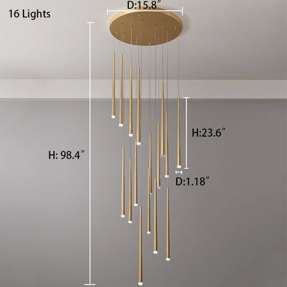 Gold Tube Chandelier