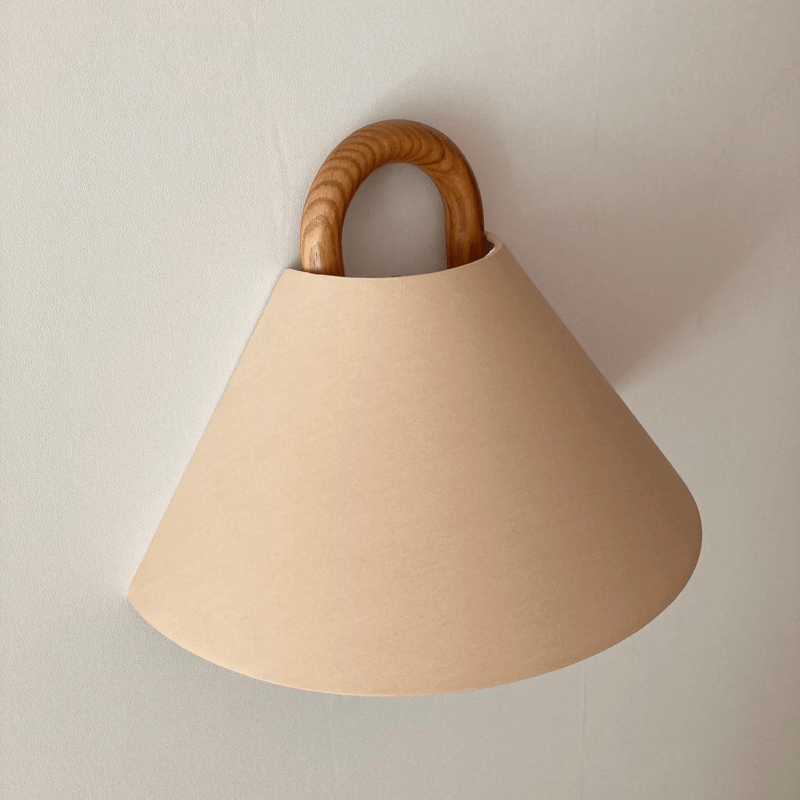 Modern Wooden Fabric Shade Wall Lamp with Plug-In Option