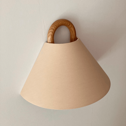 Modern Wooden Fabric Shade Wall Lamp with Plug-In Option